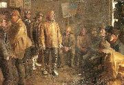Michael Ancher i kobmandens bod en vinterdag, nar der ikke fiskes oil on canvas